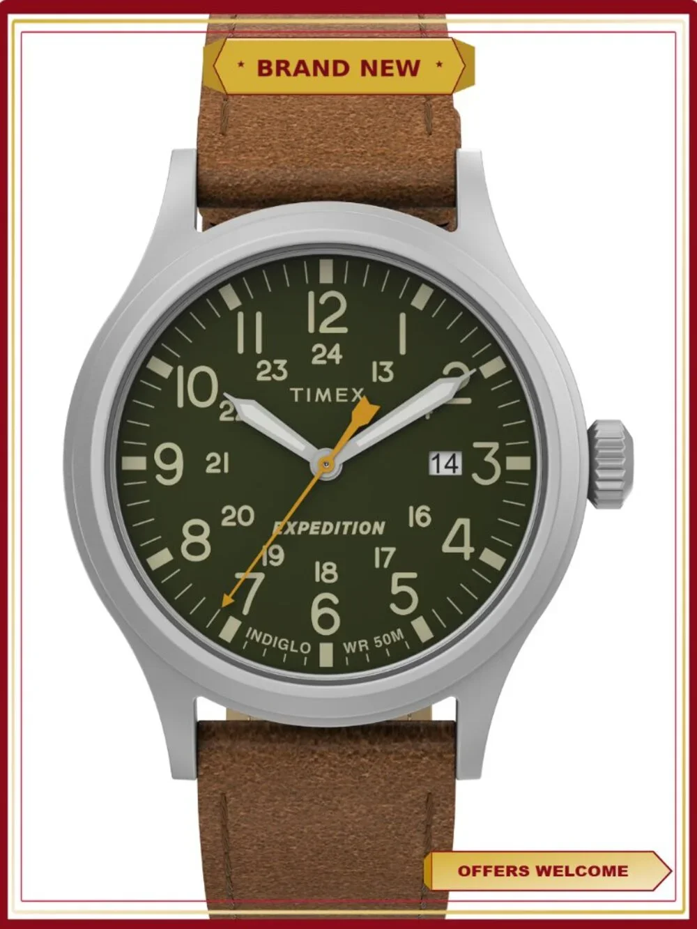 Men's Expedition Scout Brown Leather Strap Watch